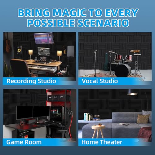 Sonicreative Acoustic Foam Panels - High Density, 36 Packs