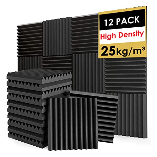 Acoustic Foam Panels for Walls (12Pack), Black