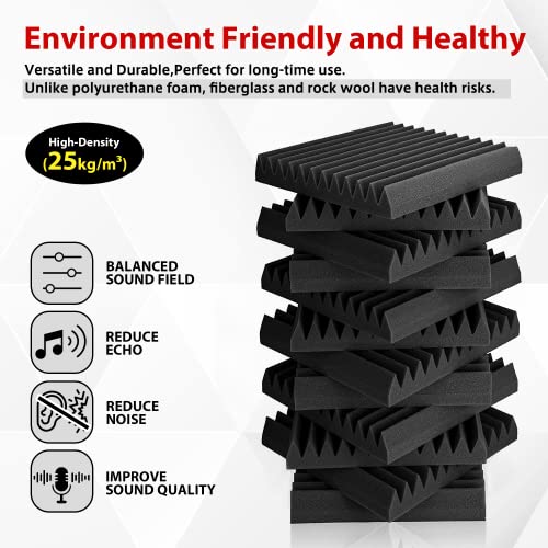 Acoustic Foam Panels for Walls (12Pack), Black