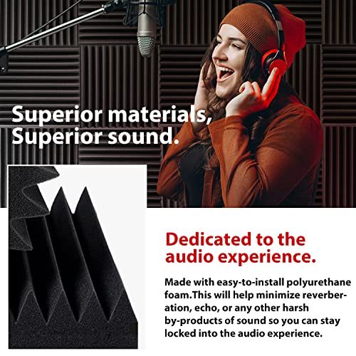 Acoustic Foam Panels for Walls (12Pack), Black