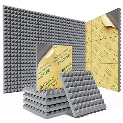 Gray Soundproof Pyramid Foam Panels, 12 Pack