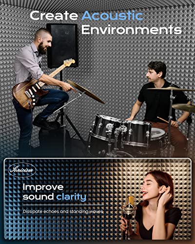 Gray Soundproof Pyramid Foam Panels, 12 Pack