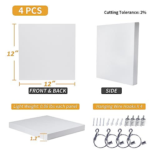 TroyStudio Acoustic Ceiling Panels - 12x12x1.2" 4pcs Soundproof Tiles