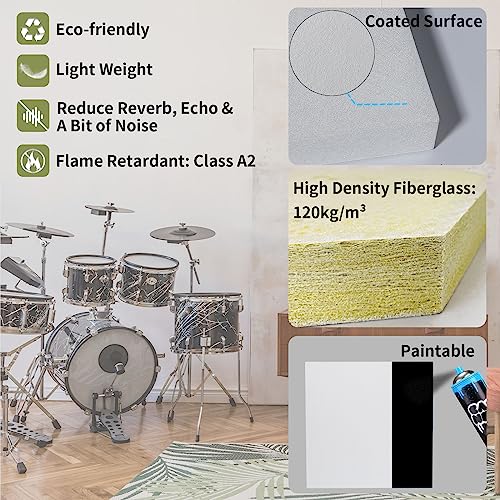 TroyStudio Acoustic Ceiling Panels - 12x12x1.2" 4pcs Soundproof Tiles