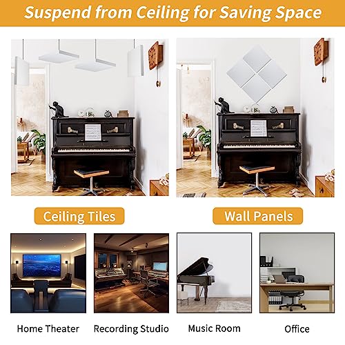 TroyStudio Acoustic Ceiling Panels - 12x12x1.2" 4pcs Soundproof Tiles