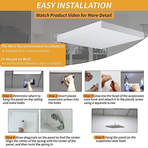 TroyStudio Acoustic Ceiling Panels - 12x12x1.2" 4pcs Soundproof Tiles