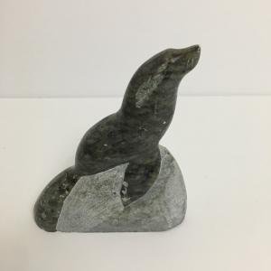 Signed Inuit Hand Carved Stone Seal by R. Powers