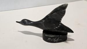 Hand Carved Inuit Goose Soapstone Sculpture