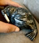 Signed Inuit Soapstone Walrus Carving Figurine