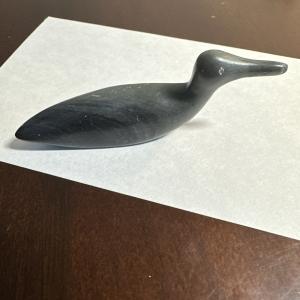 Signed Inuit Loon Bird Soapstone Carving