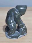 Inuit Steatite Seal Hunter Art Carving - Signed