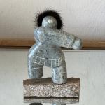 Inuit Soap Stone Carving with Authentic Fur