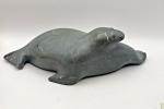 Vintage Inuit Soapstone Walrus Carving 3.25" x 10