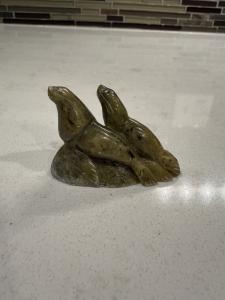 Signed 2” Seal Soapstone Inuit Carving