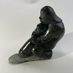 Inuit Soapstone Carving of Woman and Child
