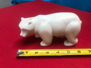 Antique Eskimo Marble Polar Bear Sculpture