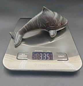 Vintage Inuit Soapstone Whale Carving 6" 1970s