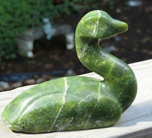 Hand-Signed 6" Inuit Green Marble Goose Carving