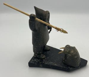 Handmade Inuit Walrus Hunt Stone Sculpture 6