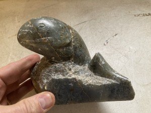 Inuit Soapstone Koi Fish and Whale Carving