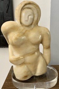 Inuit Woman Alabaster Sculpture with Lucite Base