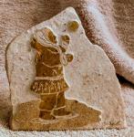 Etched Soapstone Inuit Figure Throwing Snowball