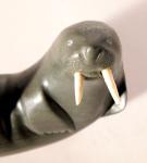 Inuit Soapstone Walrus Sculpture by Joe Ittukalak