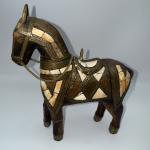 Hand-Carved Vintage Trojan Horse Art Sculpture