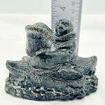 Wolf Inuit Stone Carving Sculpture in Canoe