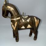 Hand-Carved Vintage Trojan Horse Art Sculpture