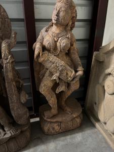 Dancing Lady Stone Sculpture with Drum