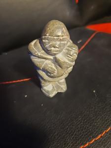 Inuit Soapstone Woman and Papoose Sculpture 3
