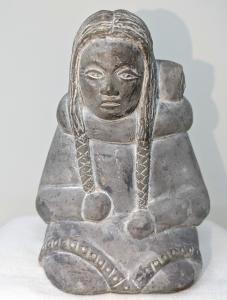 Inuit Soapstone Mother and Child Sculpture