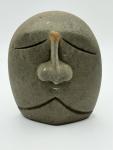 Double-Sided Stone Face Sculpture - Signed Art