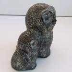 Inuit Soapstone Carving of Mother and Baby Owls