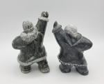 Vintage Inuit Soapstone Seal Hunters Carvings Set