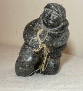 Hand-Carved Soapstone Inuit Fisherman Figure