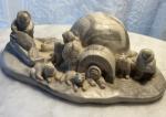 Inuit Soapstone Family Igloo Sculpture