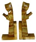 11" Hand Carved Onyx Monk Bookends - Folk Art