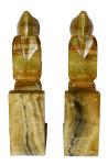 11" Hand Carved Onyx Monk Bookends - Folk Art