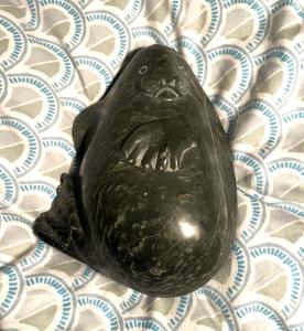 Vintage Inuit Soapstone Carving of Manatee