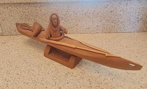 Inuit Wood Carved Kayak by Donald McFarlin