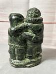 Vintage Inuit Soapstone Wolf Couple Sculpture
