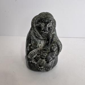Original Soapstone Wolf Sculpture - Inuit Carving