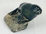 Vintage Inuit Soapstone Seal Art Carving 5