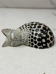 Black and White Dotted Stone Cat Sculpture