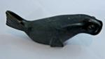 Dark Green Stone Inuit Seal Sculpture, Signed