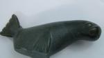 Dark Green Stone Inuit Seal Sculpture, Signed