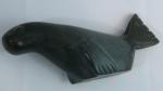 Dark Green Stone Inuit Seal Sculpture, Signed