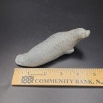 Signed Ocean Seal Inuit Stone Carving Statue